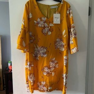Bell sleeved yellow dress brand new